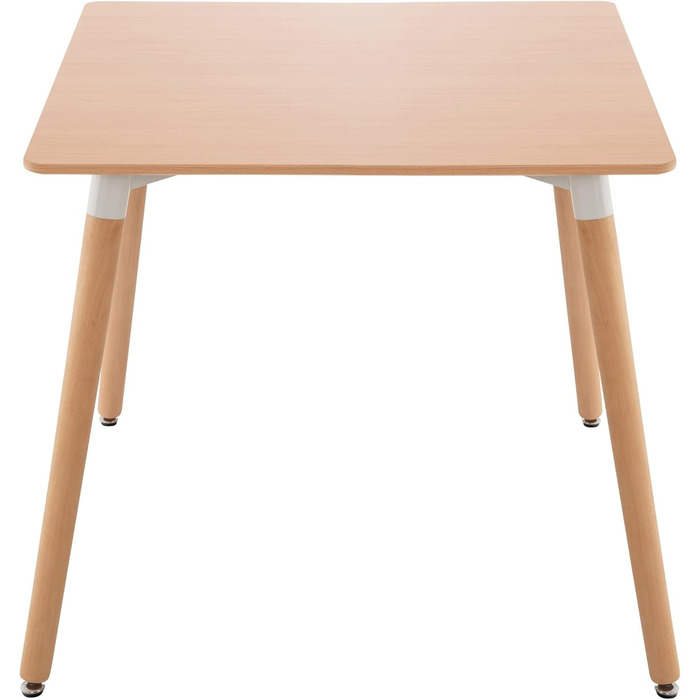 Кухонний стіл CLP Viborg I Обідній стіл у скандинавському дизайні для вітальні зі стільницею з МДФ I Каркас з бука, регульовані захисні накладки на підлогу, колір натуральний, розмір 80 см x 80 см