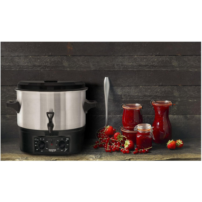 Глінтвейн Stagecaptain GWK-16A - Машина для консервації на 16 літрів - 2000 Вт - Матова нержавіюча сталь - Просте управління (температура та таймер) - Автоматичне вимкнення - Срібло