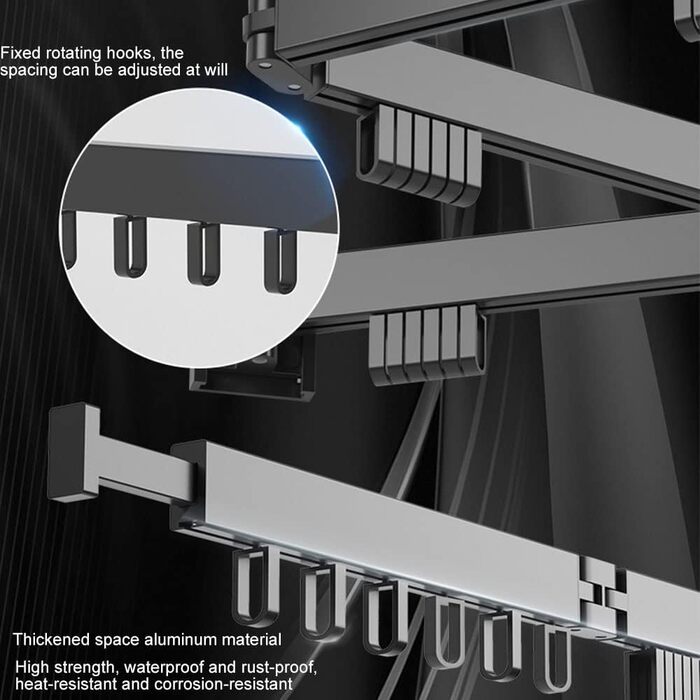 Вішалка для одягу для настінного кріплення, висувна вішалка для одягу з гачками, обертається на 360, складається втричі, вішалка д