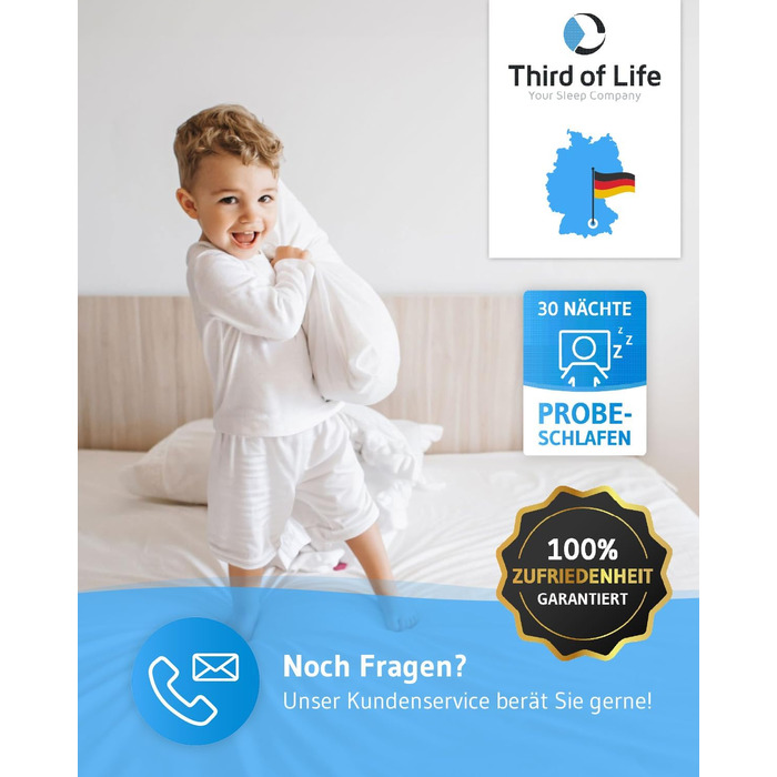 Дитяча подушка 40x60, Регульована по висоті дитяча подушка від 3 років, Екологічно чиста дитяча подушка TILLA - зроблено в ЄС, Зат