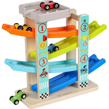 Дерев&39яний мармуровий паркувальний гараж TOWO - з 4 дерев&39яними автомобілями та місцем для паркування на даху - дерев&39яна іг