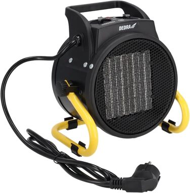 Електричний PTC обігрівач DEDRA 2,0 кВт, круглий, чорний, площа обігріву 20 м, керамічний нагрівальний елемент, для добре ізольованих приміщень, термостат, захист від перегріву, три режими роботи, контроль температури. Площа обігріву 20 м та продуктивніст