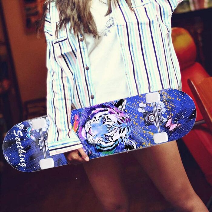 Повний скейтборд 31 x 8 дюймів для хлопчиків, дівчаток, підлітків, дорослих, початківців, 8-шаровий кленовий