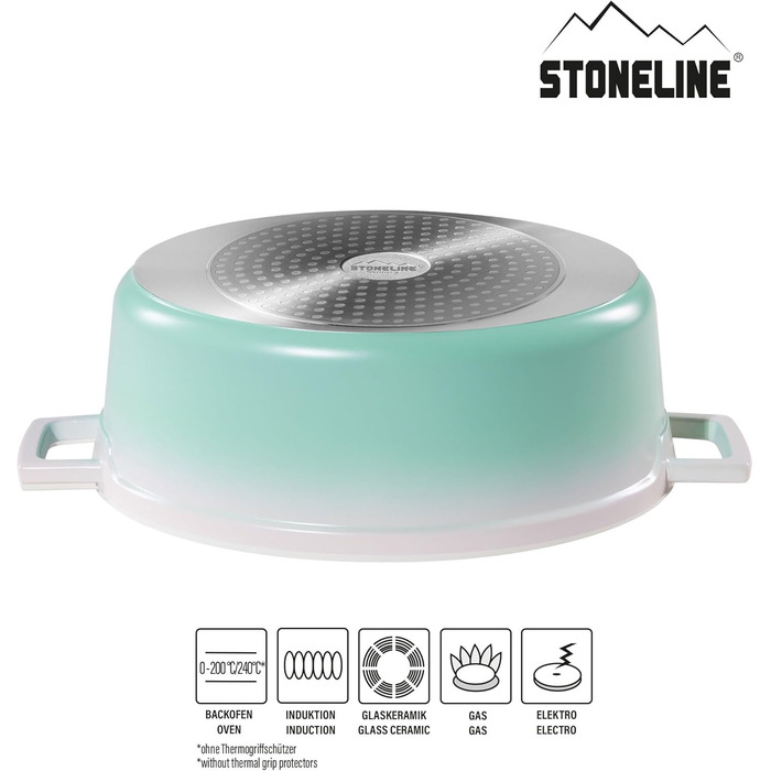 Каструля для запікання з кришкою індукційна 32 см, 6,6 л, лита алюмінієва каструля з покриттям з частинок справжнього каменю, каст