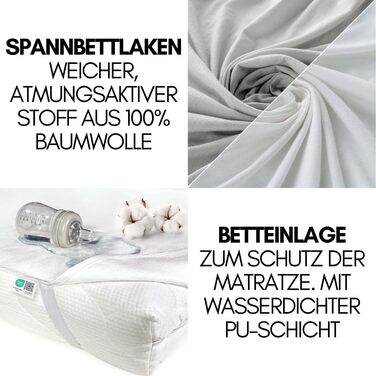 Комплект дитячого ліжечка Hauck Sleep N Play Go Plus XXL вкл. матрац, простирадло на резинці, сітку від комах та водонепроникну підкладку складне дитяче ліжечко кольору Dusty Mint