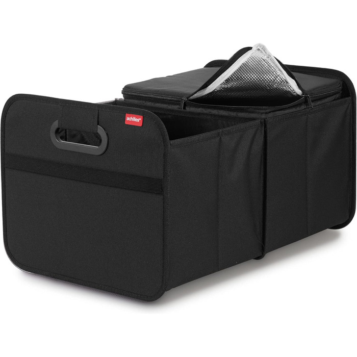 Складана коробка Achilles для автомобіля з охолоджувальною вставкою, складна коробка-холодильник, органайзер для багажника, сумка для багажника з функцією охолодження, складна коробка-холодильник, кошик для покупок, складаний кошик чорного кольору