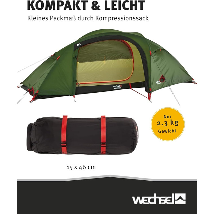 Трекінговий намет Wechsel Pathfinder I Геодезичний намет на 1 особу I Штормостійкий експедиційний намет I Компактний та портативний I Ідеальний намет для кемпінгу, пішого туризму, трекінгу та їзди на велосипеді