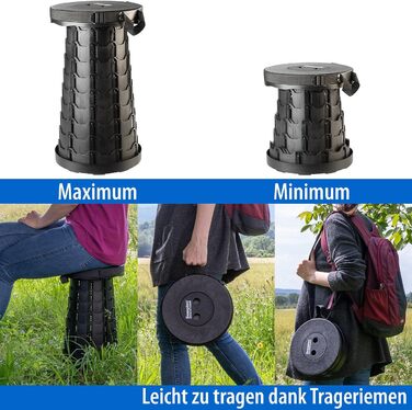 Складаний стілець Semptec Urban Survival Technology портативний телескопічний стілець із 2 предметів, регульована висота, до 200 кг (мобільний стілець, складаний, для риболовлі)