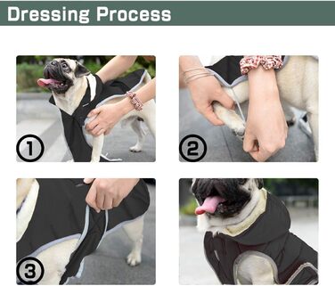 Зимова куртка для собак зі знімним капюшоном, водонепроникна та світловідбиваюча куртка для собак, тепла флісова куртка з капюшоном для цуценят, куртки для маленьких, середніх та великих собак, чорна, M.