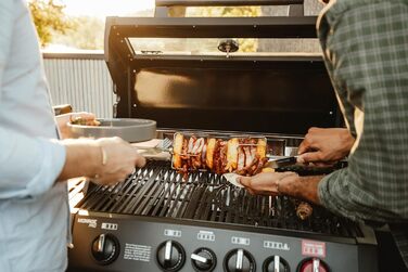 Шашличний вертел Enders Grillspie Pro з нержавіючої сталі, безінструментальний монтаж, навантаження до 10 кг, тихохідний електродвигун, живлення від батарей або мережі, для грилів Enders на 3 та 4 пальники 7908 Single