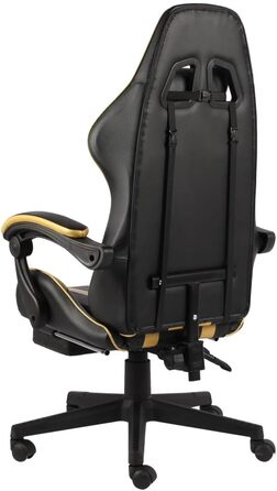 Ігрове крісло LAPOOH з підставкою для ніг, офісне крісло, ігрове крісло, ігрове крісло, письмове крісло, обертове крісло, чорно-золота штучна шкіра