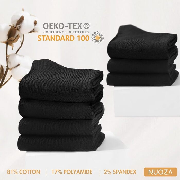 Чоловічі шкарпетки, 12 пар, спортивні шкарпетки, бавовна, ділові шкарпетки, довгі, дихаючі шкарпетки, чорні/білі, розмір 43-46, чорний*12