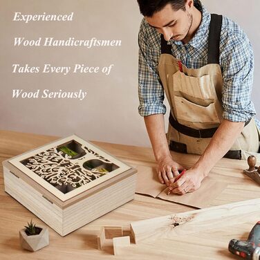 Чайна скринька, чайна скринька - дерев&39яна скринька для зберігання чаю, скринька для чайних пакетиків, чайний ящик для чайних пакетиків, цукру, кавових капсул, контейнер для зберігання з деревом життя та скляною кришкою для огляду, тримач для чайних пак