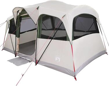 Сімейний намет vidaXL з дахом та вентиляцією, поліестер та сталь, просторий, зелений, 10 осіб