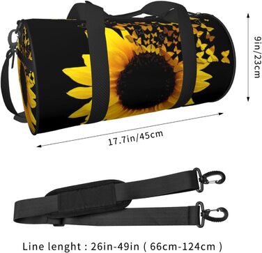 Дорожня сумка з малюнком стрекози, кругла, великої місткості, легка та міцна, ідеальний подарунок для піших прогулянок, відпустки, ділових поїздок та іншого, з квітковим та метеликовим дизайном (соняшники, квіти, метелики).