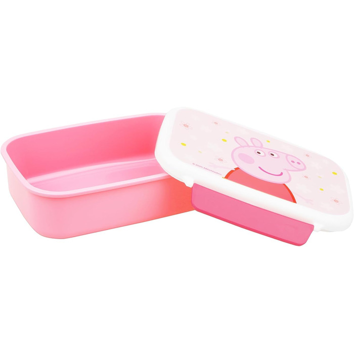 Ланчбокс Peppa Pig Квіти, Barbo Toys для дітей 38 років, міцний та легкий, можна мити в посудомийній машині, рожевий з квітковим малюнком, розміри 17,5x13x5,5 см