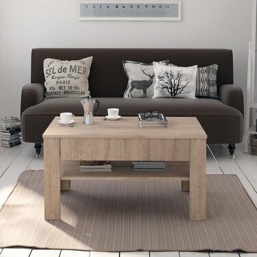 Журнальний столик Vicco Milan, стіл для вітальні з шухлядою, Сонома, 92,2 x 65 см