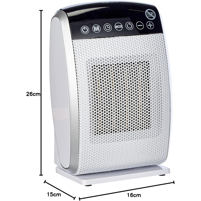 Тепловентилятор Fakir Prestige HL 300 керамічний вентилятор із сенсорним світлодіодним дисплеєм, 1800 Вт з 3 режимами нагріву, ефективною функцією ECO та таймером