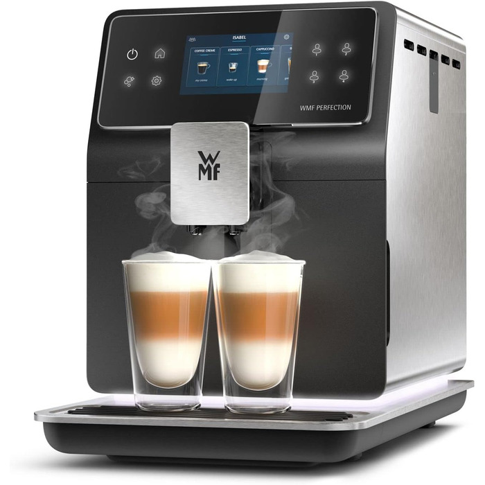 Повністю автоматична кавоварка WMF Perfection 880L з молочною системою, 18 напоїв, подвійний термоблок, кавомолка з нержавіючої сталі, профіль користувача, контейнер для молока 1 л