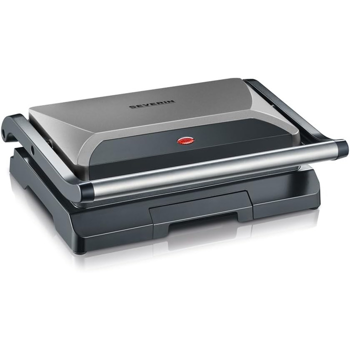 Гриль для бутербродів, стейків і як гриль паніні, бутербродниця з антипригарним покриттям для знежиреного гриля, 800 Вт, металевий сірий/чорний, KG 2394 Без автоматичних програм
