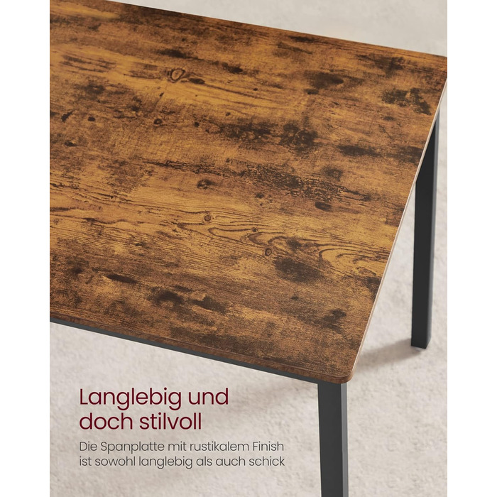 Обідній стіл VASAGLE з 2 лавками, комплект з 3 шт. , кухонний стіл 70 x 110 x 75 см, 2 лавки кожна 30 x 97 x 50 см, сталевий каркас, вінтажний коричневий-чорний KDT070B01 Вінтажний коричневий чорнильний