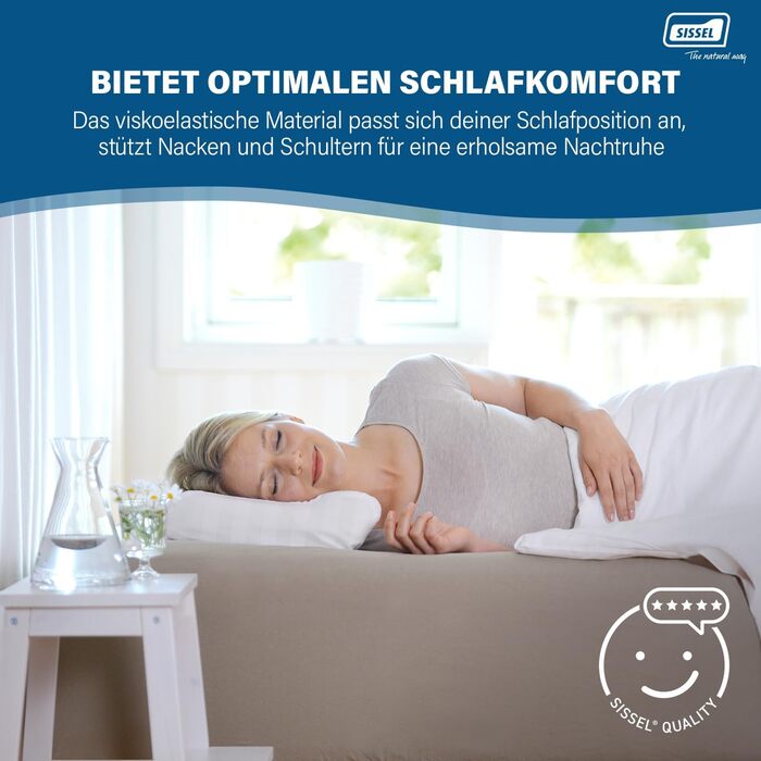 Подушка для шиї SISSEL Soft Deluxe Атласний чохол, який можна прати при 40C В&39язкопружна піна Надзвичайно широка та регульована по висоті Оптимальний комфорт сну Зроблено у Швеції 63x33 см 5-річна гарантія