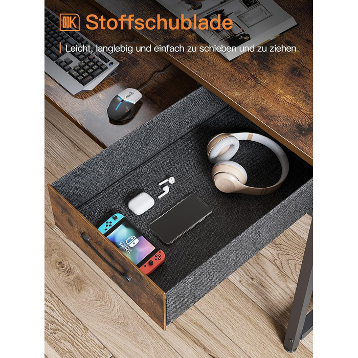 Стіл ODK з 2 шухлядами, комп'ютерний стіл з лотком для клавіатури, офісний стіл для ПК з регульованою по висоті полицею для моніто