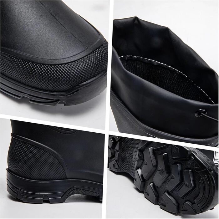 Чоловічі високі гумові чоботи, до середини литки, модні, нековзні, для використання на свіжому повітрі. Легкі та водонепроникні. Чорні, розмір EU 37