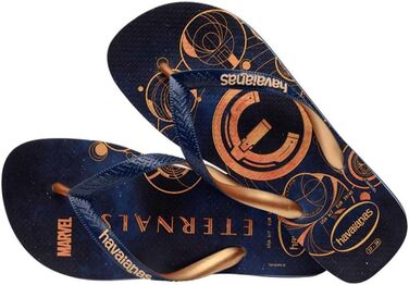 Чоловічі шльопанці Havaianas Top Marvel чорно-золоті, 40 EU, морський колір, золотистий