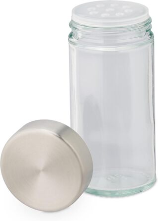 Портативна підставка для спецій Relaxdays, що містить 20 банок для спецій, зі вставкою-шейкером, з можливістю повторного наповнення, срібляста/прозора