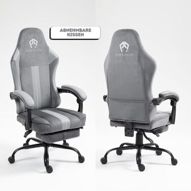 Ергономічне ігрове крісло PixelPilot Дихаюча тканина Ігрове крісло з підставкою для ніг, підголівником та поперековою опорою, ігрове ПК-крісло з широким сидінням, офісне крісло вантажопідйомністю 150 кг (Nebula I, сірий) Grey Nebula