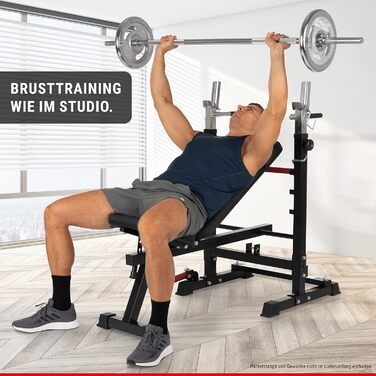 Силова лава HAMMER Force 4.0 зі стійкою, складна лава, похила лава, плоска лава, максимальна вага тіла 180 кг, рукоятки для віджимань, стійка для штанги - регульована тренувальна лава для жиму лежачи в домашньому спортзалі