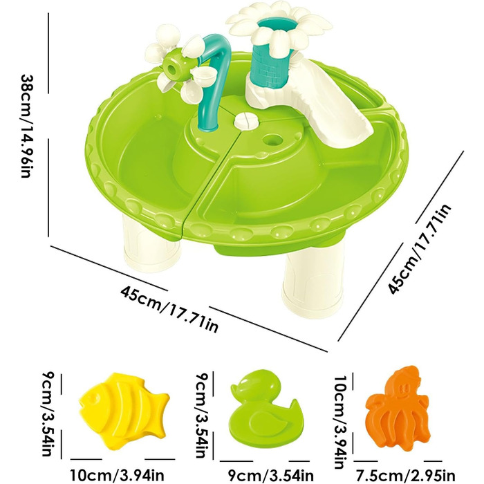 Водний столик Ruwshuuk для малюків, сенсорний водний столик для дітей - водний столик для малюків з 13 частин - водний столик для малюків зі ставком, столик для активного відпочинку на свіжому повітрі
