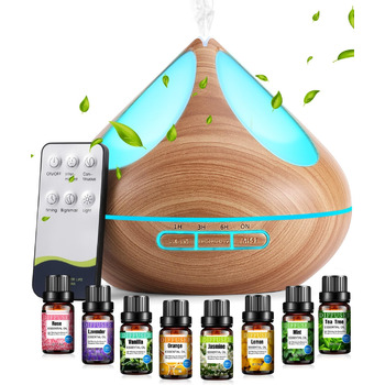 Ароматичний дифузор VAAGHANM Дифузори 500 мл з 8 ефірними оліями, ароматерапевтичні дифузори, освіжувач повітря, зволожувач повітр