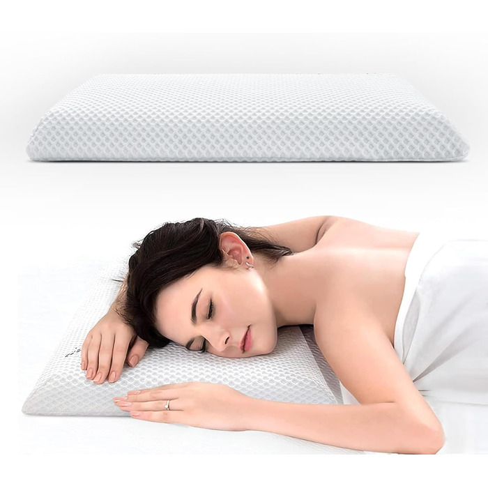 Подушка для сну на животі Плоска подушка Ультратонка подушка проти хропіння Тонка подушка для сну на животі Подушка з піни з ефектом пам&39яті 60 x 40 x 6 см