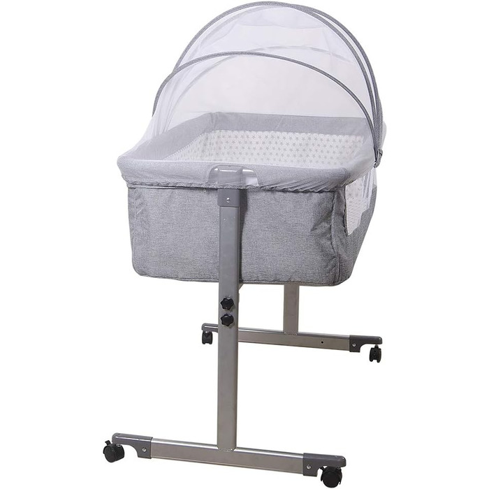 Дитяча колиска LANTUS, люлька, дорожнє ліжечко, складне дитяче ліжечко, бічне ліжко, колиска-гойдалка з функцією гойдання, включаючи москітну сітку, матрац та сумку (96 * 57 * 77 см (сіра))