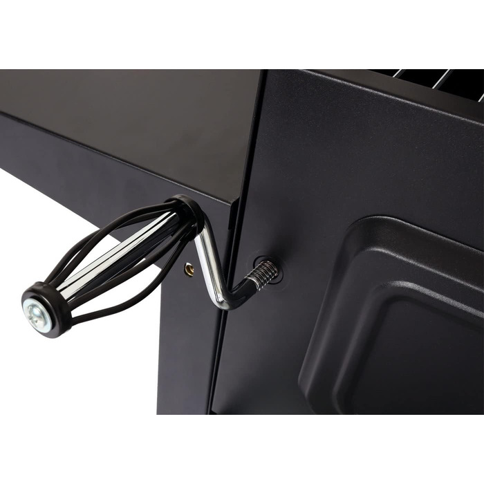 Мангал HWC-K94, візок для барбекю BBQ садовий з кришкою-поличкою, емальована сталь 110x153x60см чорний