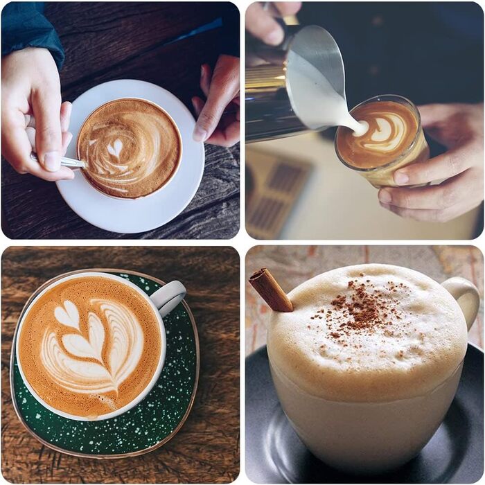 Ручна піноутворювач для молока Gvolatee 500 мл з подвійною сіткою з нержавіючої сталі, 8 x 8 x 18 см Ідеальна молочна піна завдяки