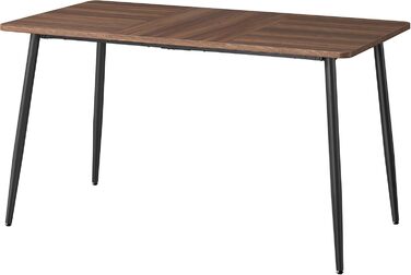 Обідній стіл VASAGLE для 4-6 осіб, обідній стіл у сільському стилі, кухонний стіл, термостійка стільниця, швидке складання, 75 x 140 x 75 см, натуральний горіх - чорний колір KDT100KE02 Натуральний горіх чорний колір