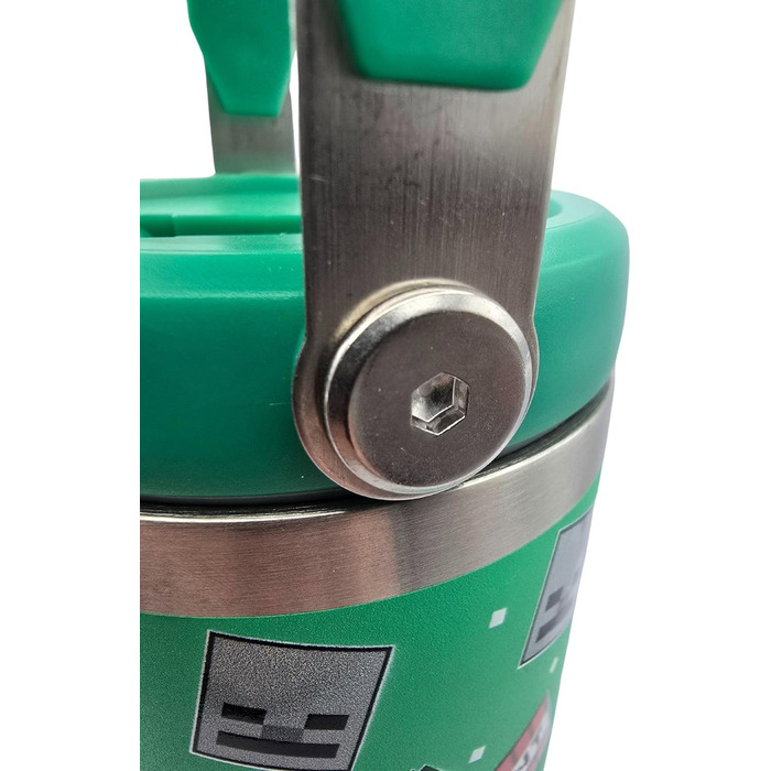 Дорожня кружка HOX Minecraft, кавова кружка з герметичною трубочкою та кришкою, двостінна, вакуумно-ізольована пляшка для води для офісу або автомобіля, зберігає холодну воду 17 годин та гарячу 5 годин, 900 мл, зелена новинка, сучасний дизайн