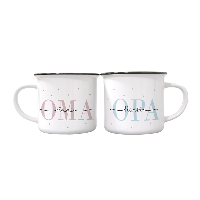 Персоналізований набір із 2 чашок Бабуся Дідусь Кераміка Ідея подарунка для бабусі й дідуся Оголошення про вагітність (Бабуся Дідусь Емальований вигляд)