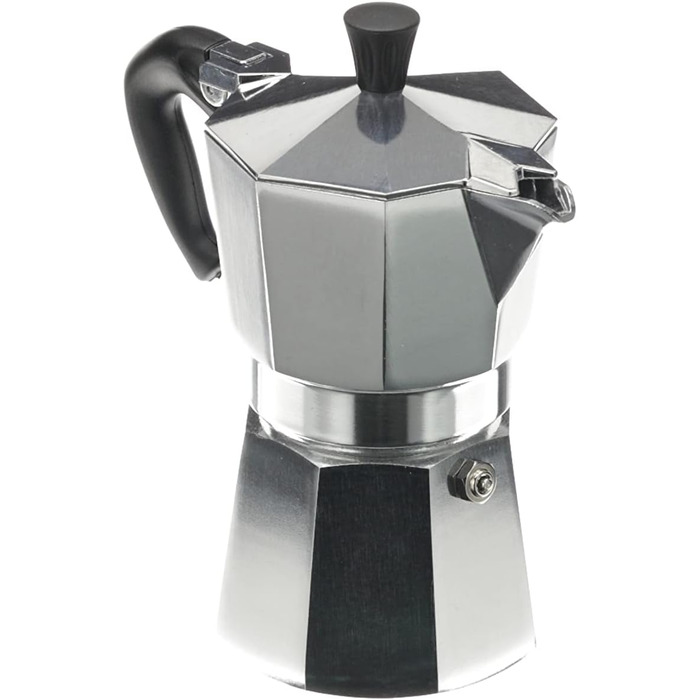 Культова еспресо-кавоварка для плити, готує справжню італійську каву, кавник мока 4 чашки (190 мл), алюміній, срібло