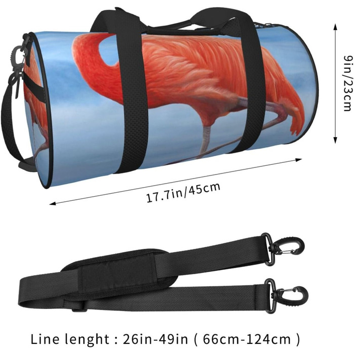 Спортивна сумка для подорожей, з принтом фламінго, чорна, універсальний розмір