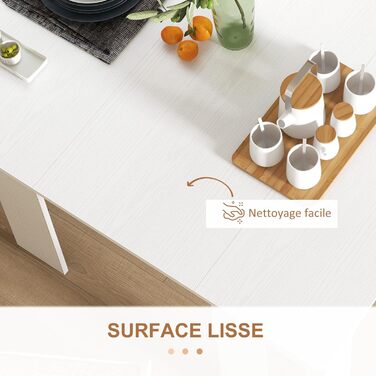 Розкладний обідній стіл HOMCOM, кухонний, прямокутний, розсувний до 6 осіб, для невеликих приміщень, їдальня, білий