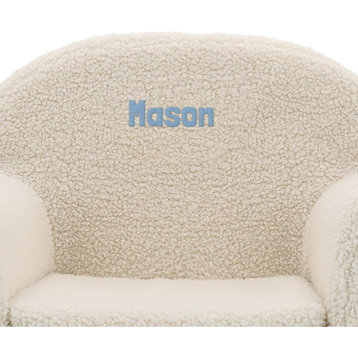 Дитяче крісло &quotВаш сюрприз&quot з іменем - Персоналізоване дитяче крісло з іменем або текстом, виготовлене з бавовни для хлопчиків та дівчаток віком від 1 до 4 років (Білий - Тедді)