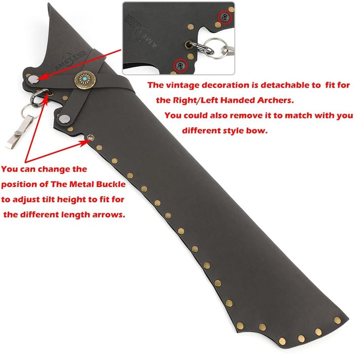 Шкіряний сагайдак для стріл Wolf, чорний/коричневий, 61×11 см