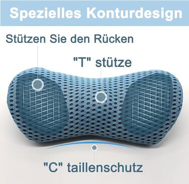 Поперекова опорна подушка, ергономічна спинна подушка, поперекова подушка з піни з пам&39яттю форми для автомобіля, зручна спинна опорна подушка для зняття тиску, спинка для ліжка/крісла/автомобільного сидіння/офісного крісла (синя)