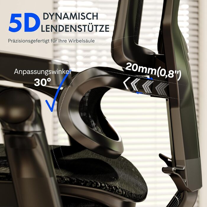 Ергономічне офісне крісло FLEXISPOT ErgoX Pro, регулювання висоти в 12 напрямках, підлокітники 7D, поперекова підтримка 5D, підголівник 4D, вантажопідйомність 250 кг та сітчасте сидіння (чорне) Чорний пінопласт