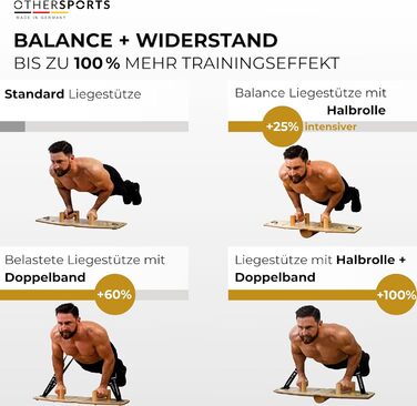 Дошка для віджимань Pro 3 Максимально ефективне тренування грудних мязів з функцією балансу та опору Деревяна дошка для віджимань Тренажер для грудних мязів III. З еспандерами та півроликом