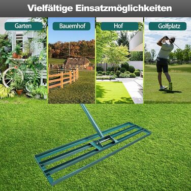 Гребінь для вирівнювання газону, 925 см, інструмент для догляду за газоном з регульованою ручкою 186 см, садовий рівняючий грабель для ґрунту, саду, двору, догляду за газоном (36 x 10 дюймів)